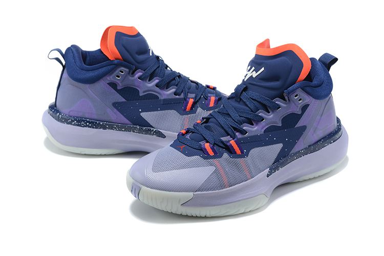 Jordan Zion I Sea Blue Grey Orange Shoes - Click Image to Close